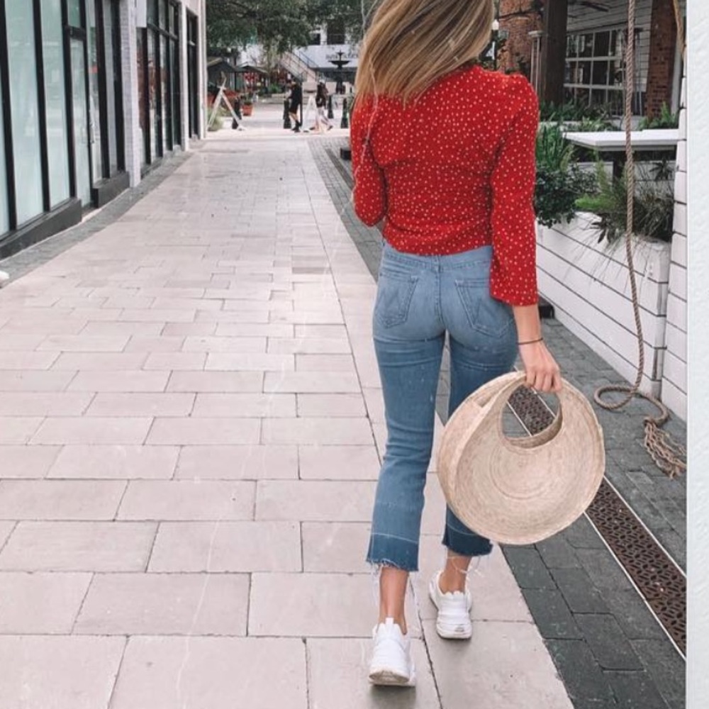 MOTHER Blue Ankle Cropped Jeans